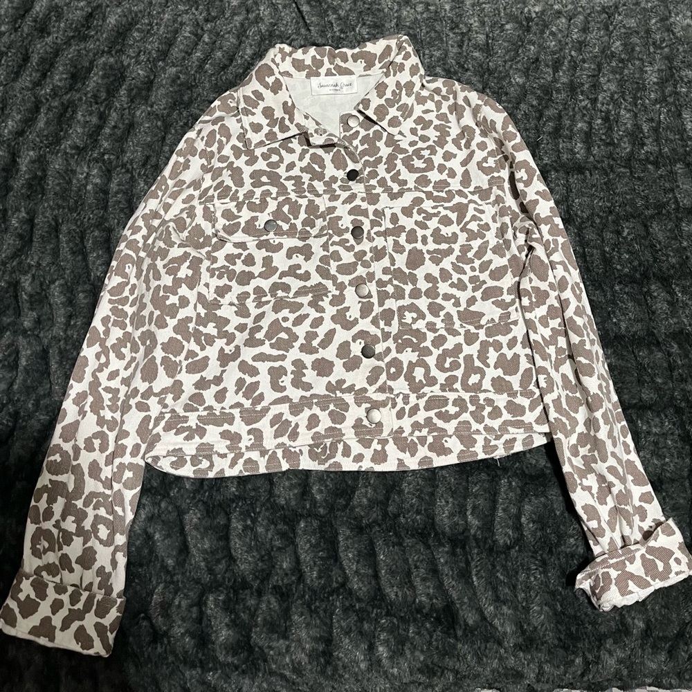 Leopard Print Cropped Jacket